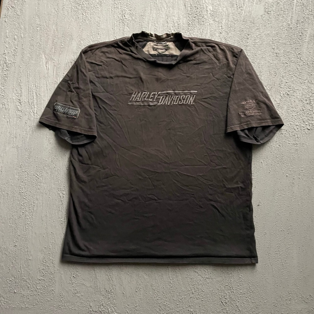 Vintage Embroidered Logo T-Shirt Mens No Tag Size Brown 2000s Harley Davidson